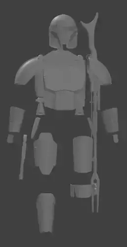 Full Mandalorian Armor and Weapons 3D print model Full Mandalorian Armor and Weapons 3D print model