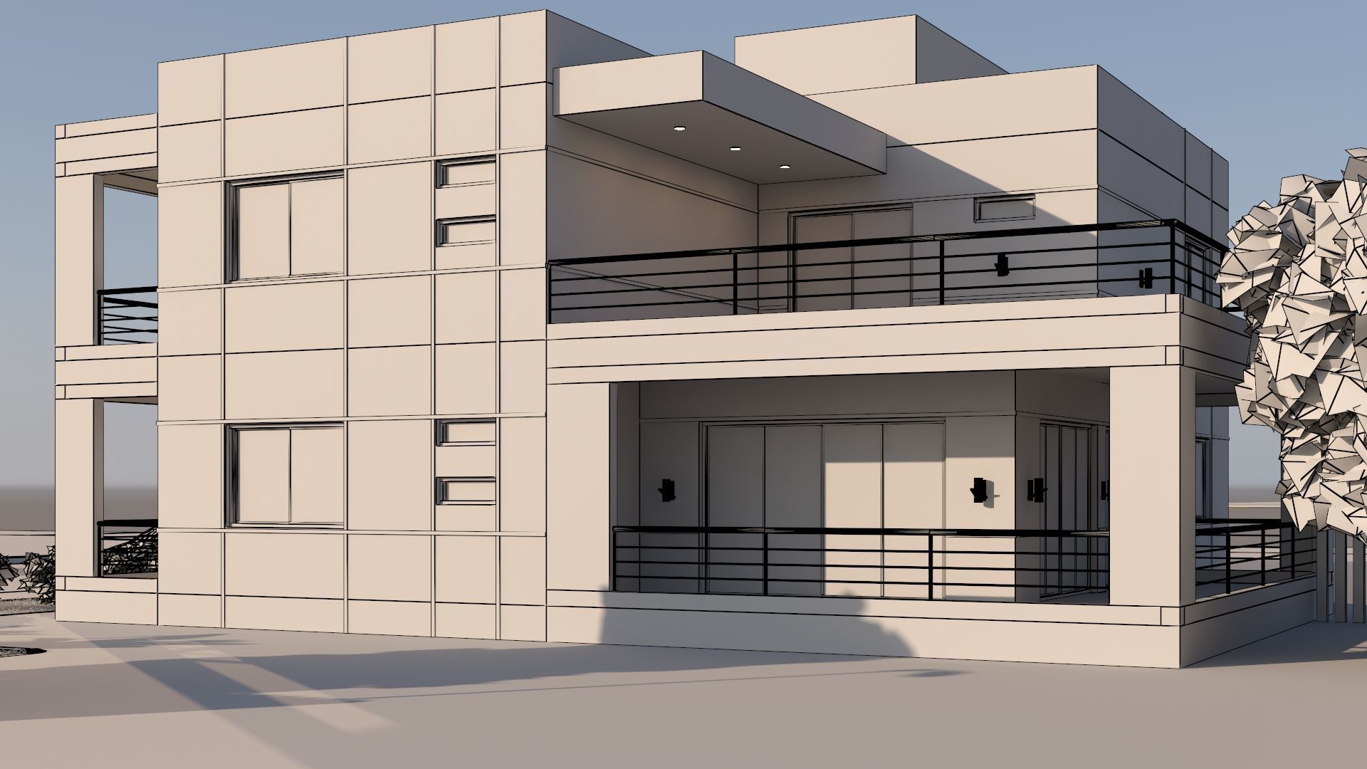 Modern Exterior Villa 3D Model 3D model_11