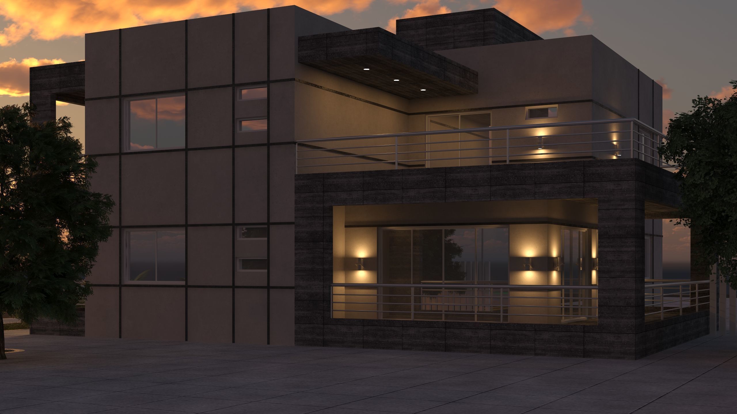 Modern Exterior Villa 3D Model 3D model_1