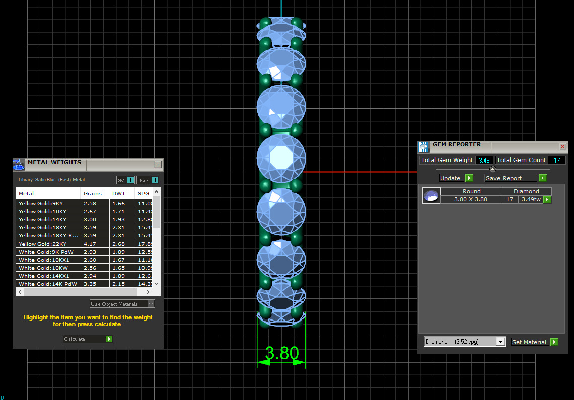 U Shaped Eternity Ring 3 point 8 mm stone size swiss 13 and EU53 3D print model_4