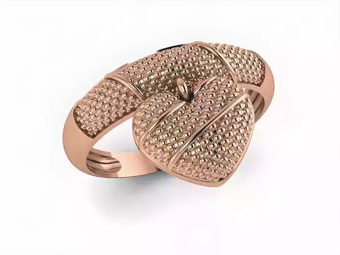 Heart Charm Plain Gold Ring 3D print model