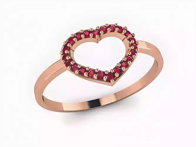 Delicate Heart Love Valentine Diamond Ring 3D print model