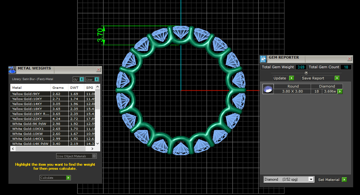 U Shaped Eternity Ring 3 point 8 mm stone size swiss 15 and EU55 3D print model_3
