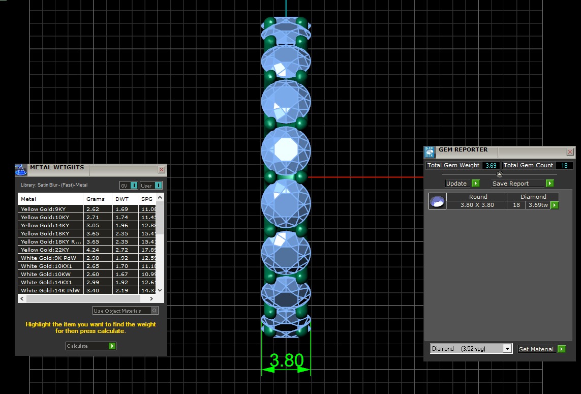 U Shaped Eternity Ring 3 point 8 mm stone size swiss 15 and EU55 3D print model_4