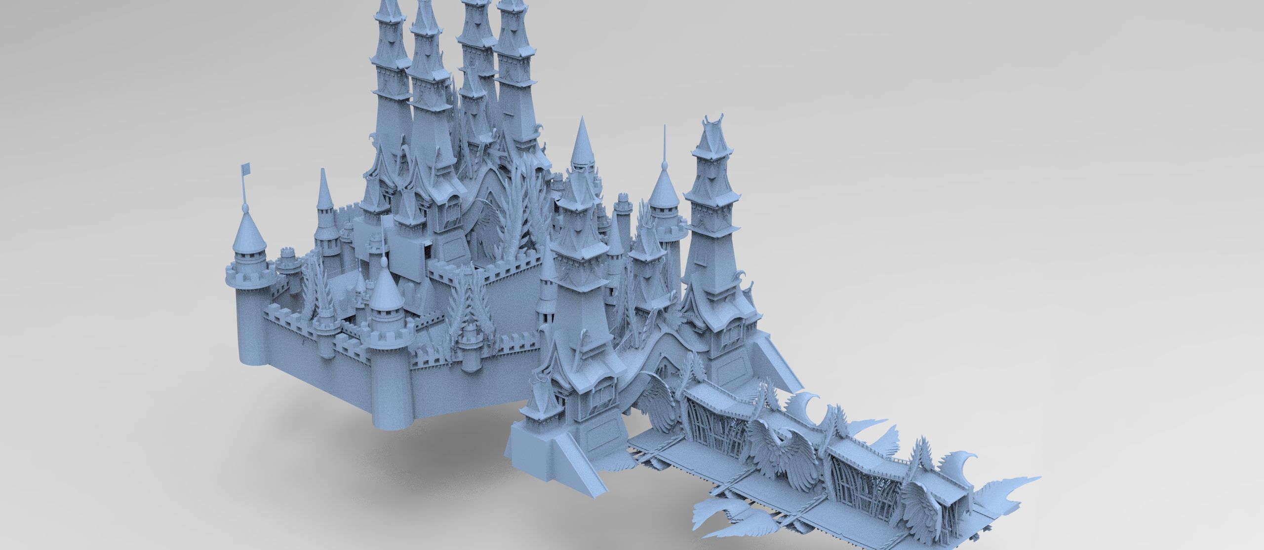 Han dynasty  stylised fortress 1 3D model_1