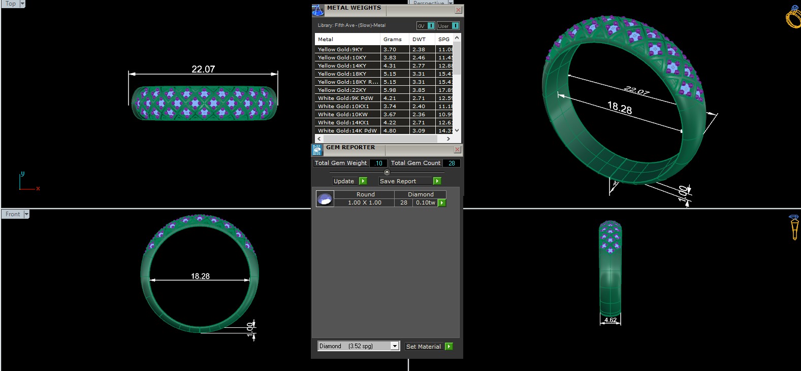 Diamond Band Ring 3D print model_3