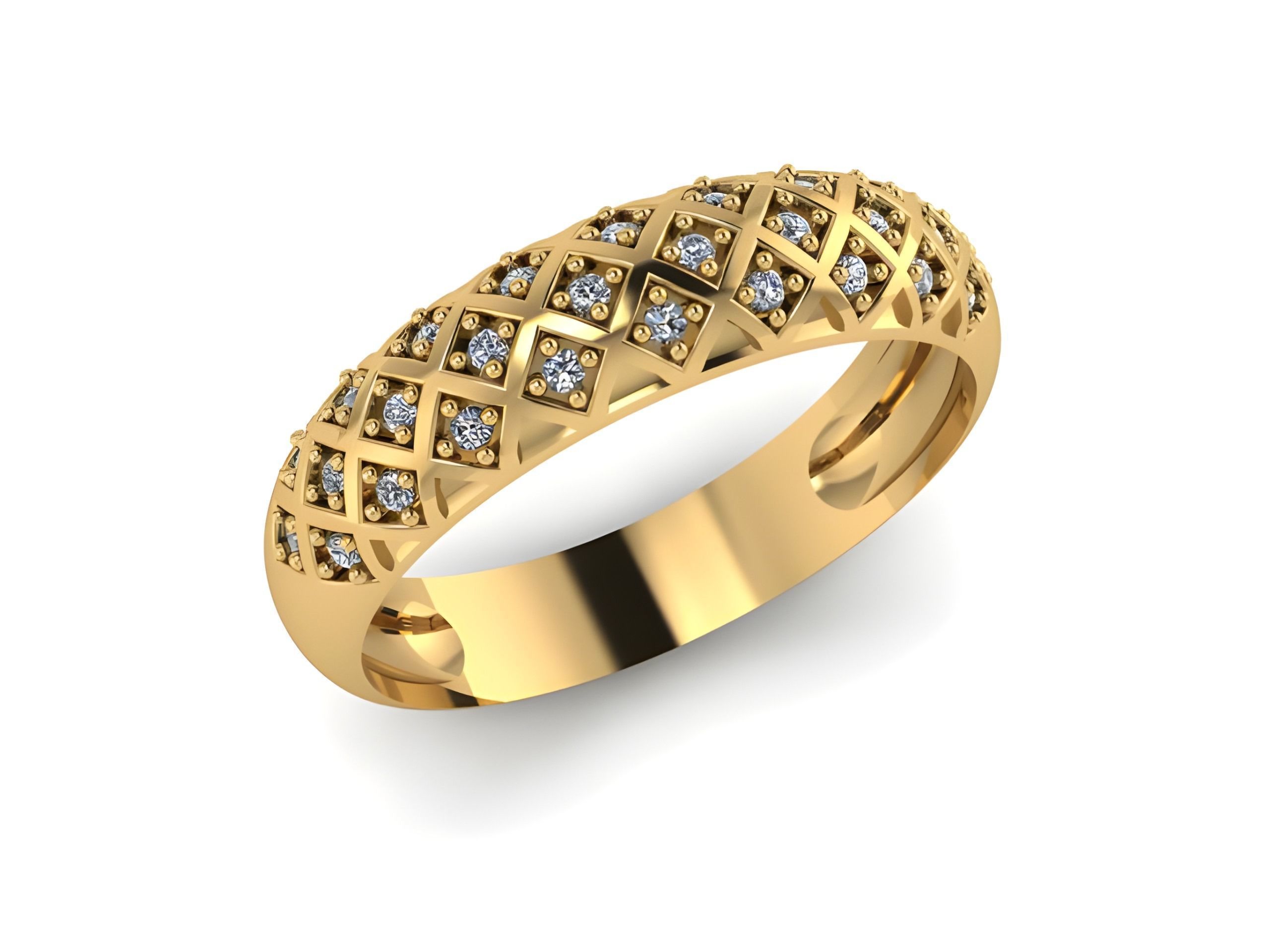 Diamond Band Ring 3D print model_1