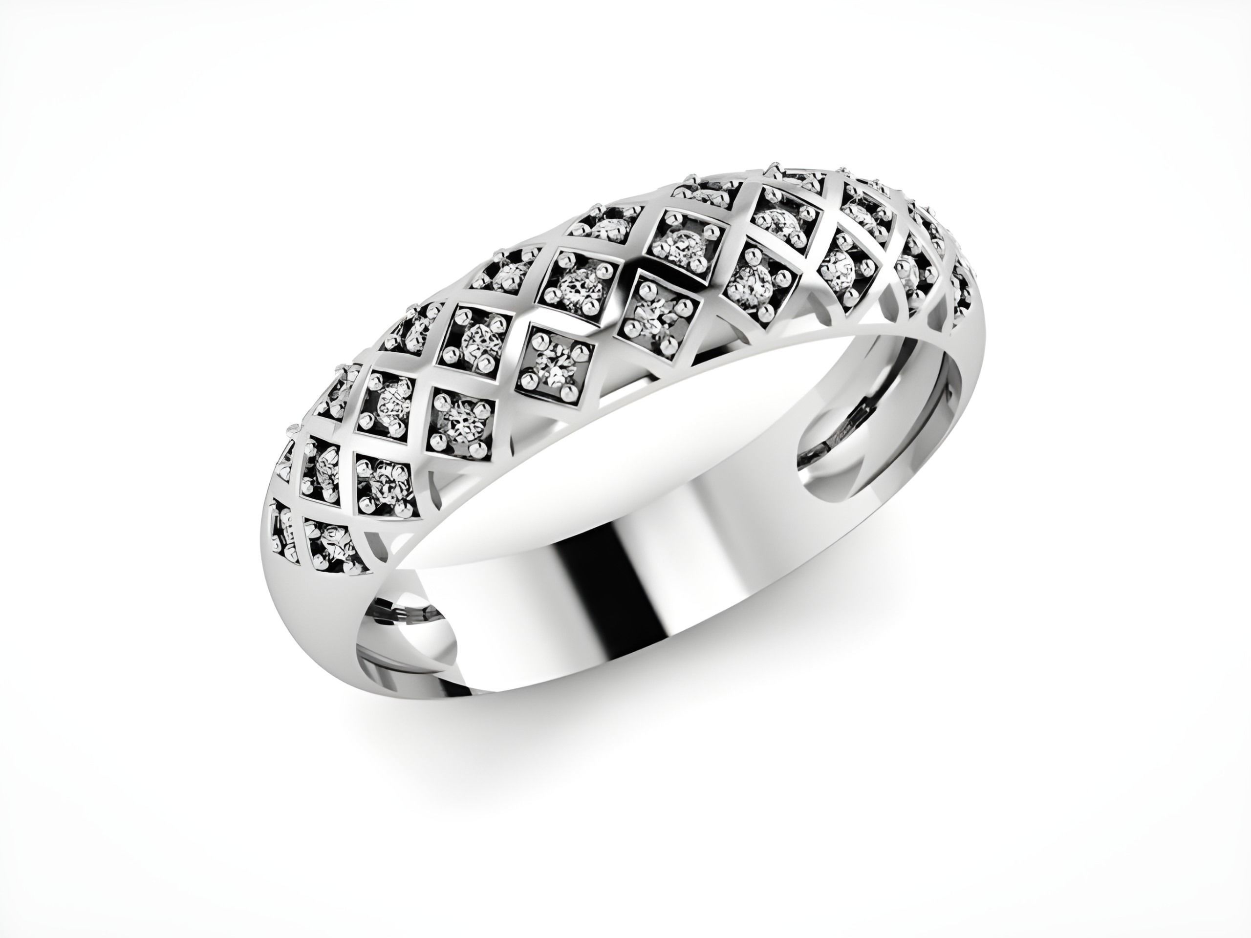 Diamond Band Ring 3D print model_2