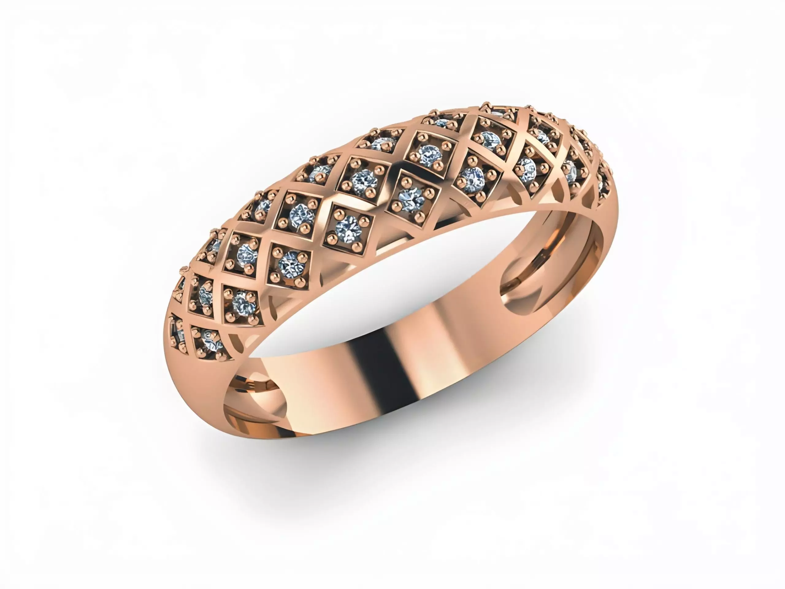Diamond Band Ring 3D print model_0