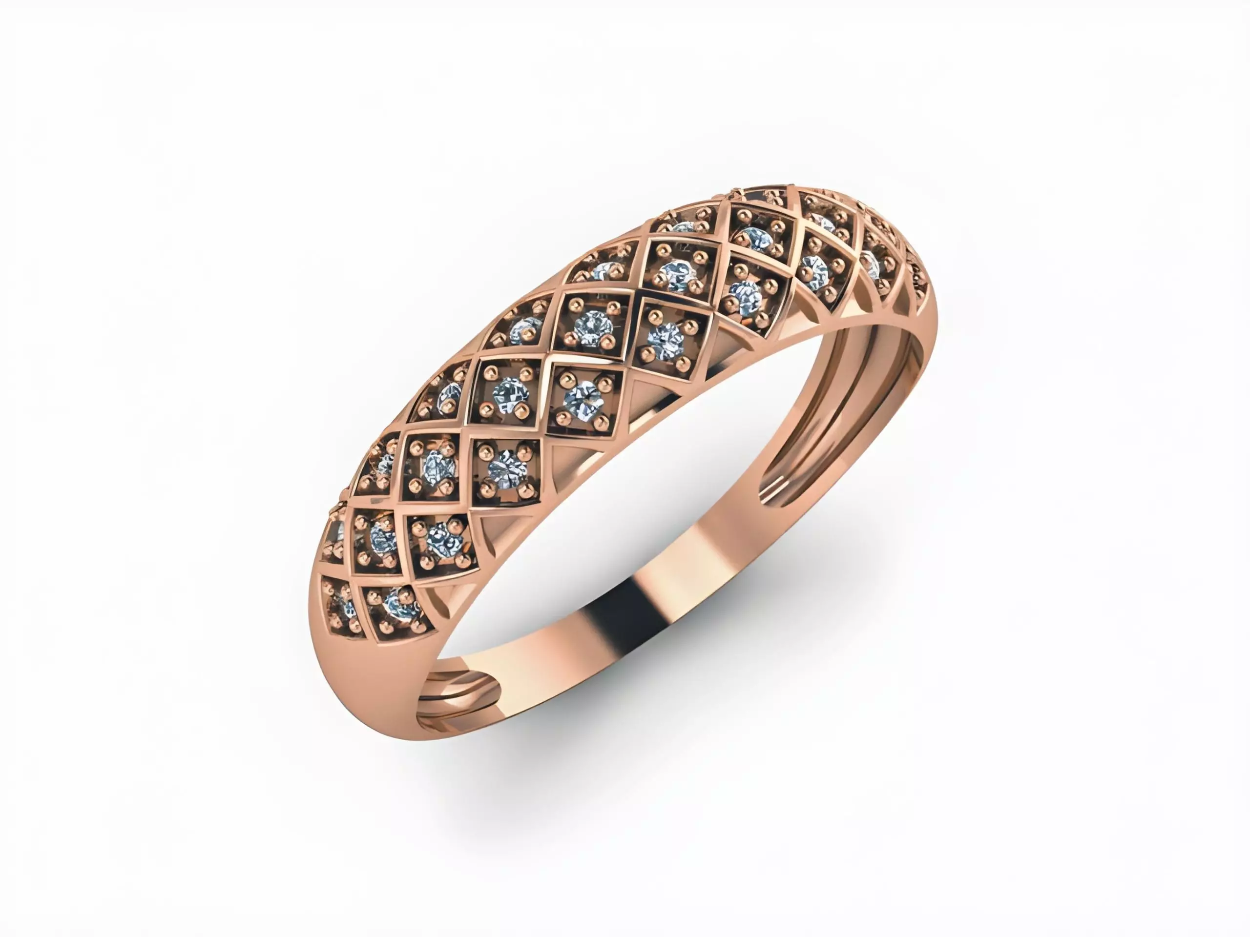 Diamond Band Ring 3D print model_0