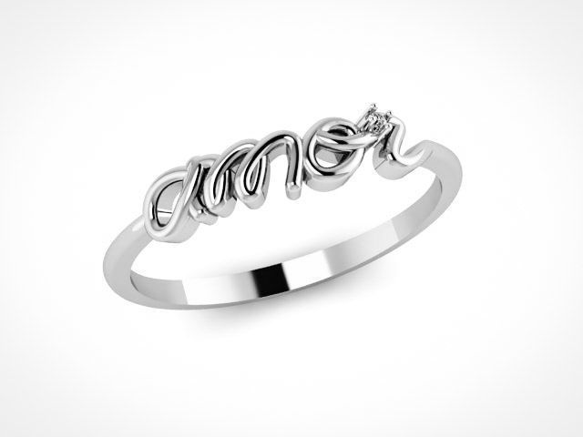 Amor Love Valentine Delicate Diamond Ring 3D print model_2