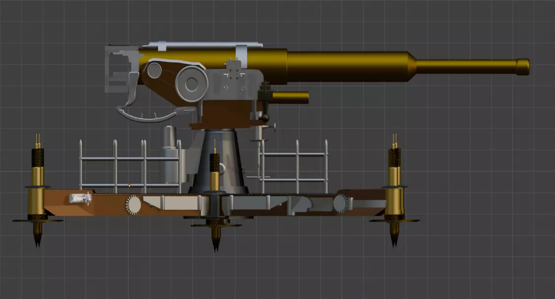 Cannon ww1 3D model_0
