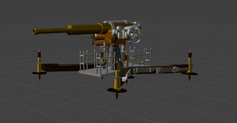 Cannon ww1 3D model_2