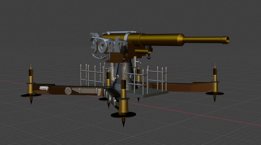 Cannon ww1 3D model_1