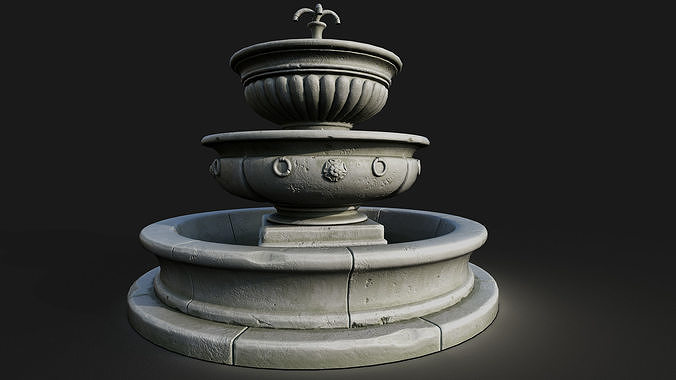 Stone fountain Low-poly 3D model
