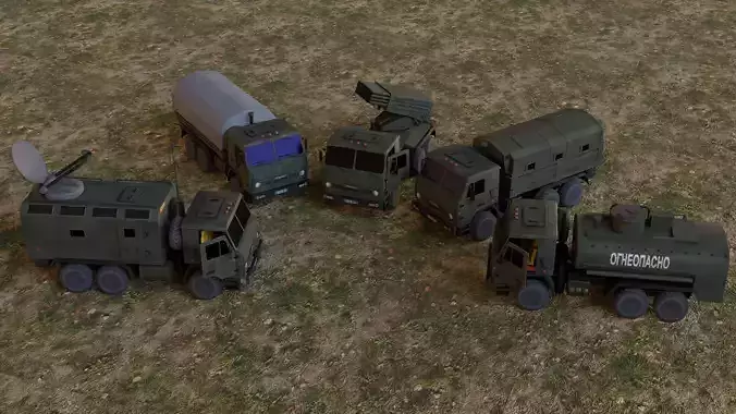 Russian Military Kamaz Truck APC Grad Command Tanker Vehicle