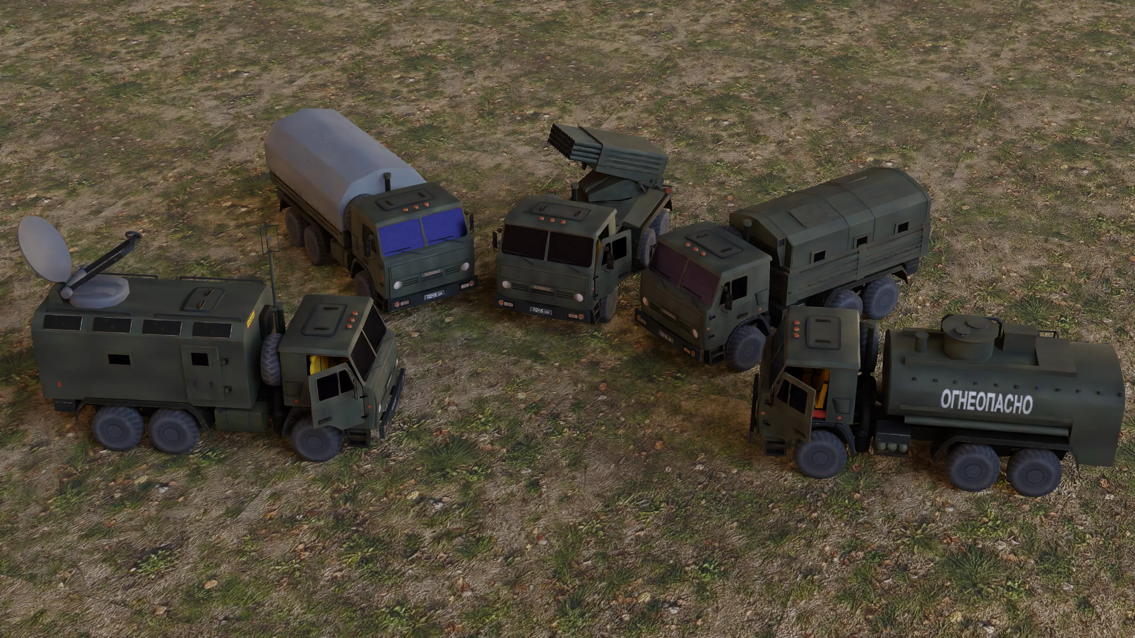 Russian Military Kamaz Truck APC Grad Command Tanker Vehicle Low-poly 3D model