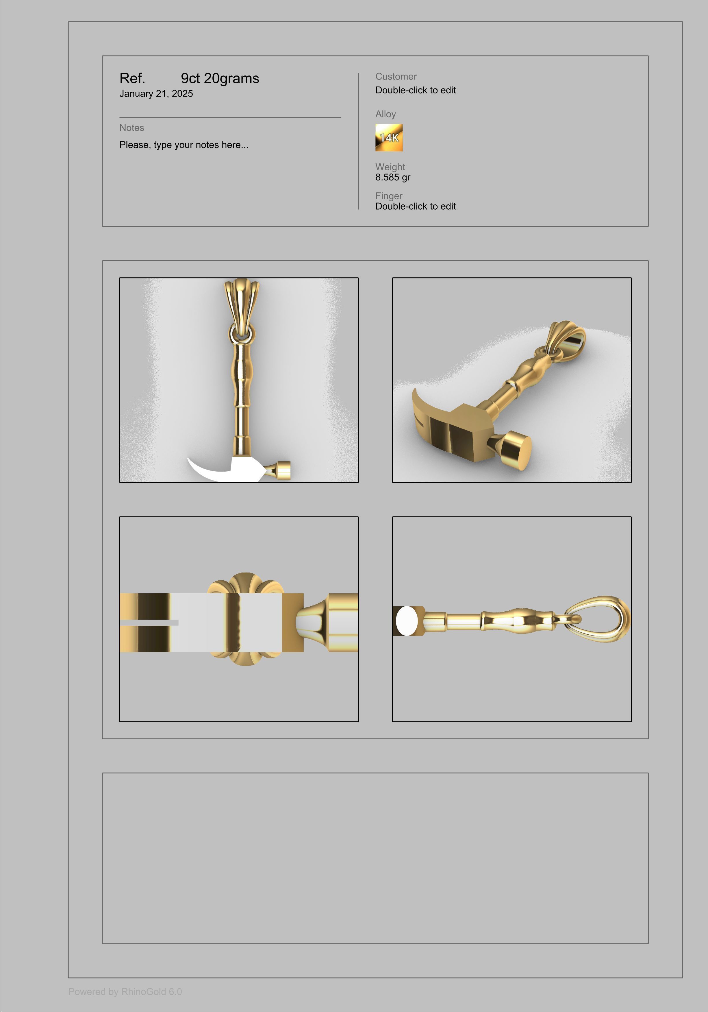 Hammer Pendant 3D print model_21