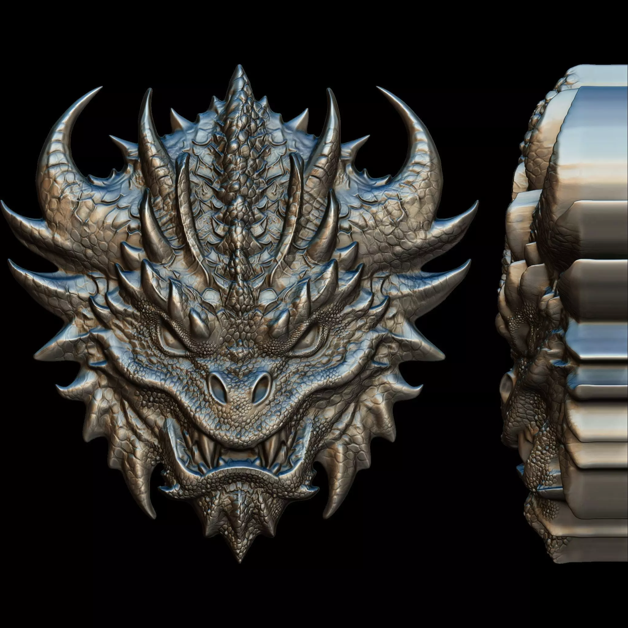 Dragon Head Relief No14 STL file for 3d printing or CNC 3D print model_0