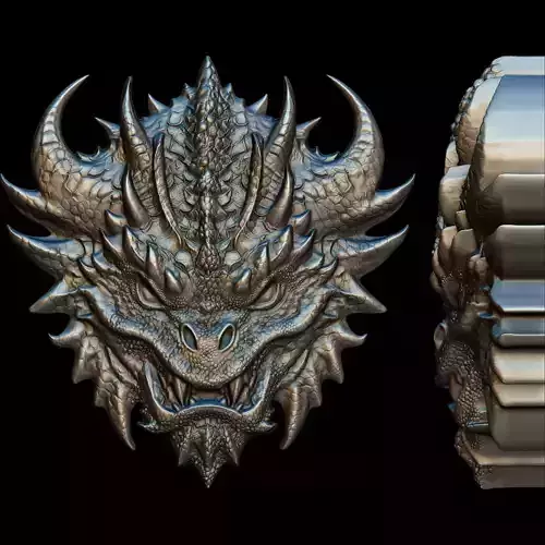 Dragon Head Relief No14 STL file for 3d printing or CNC