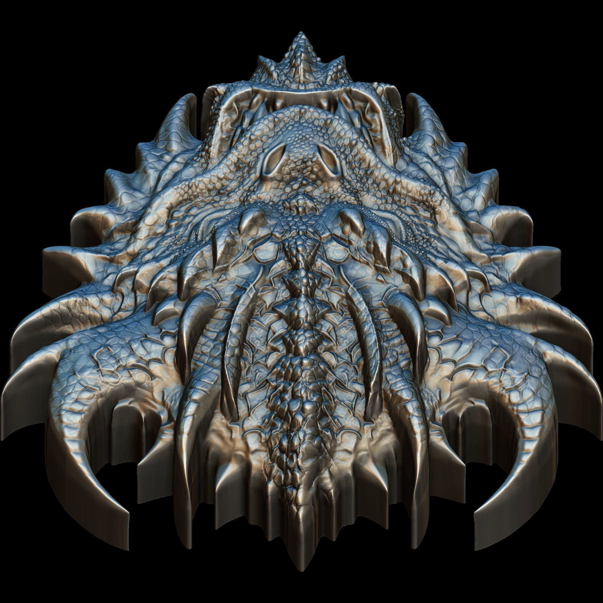 Dragon Head Relief No14 STL file for 3d printing or CNC 3D print model_7