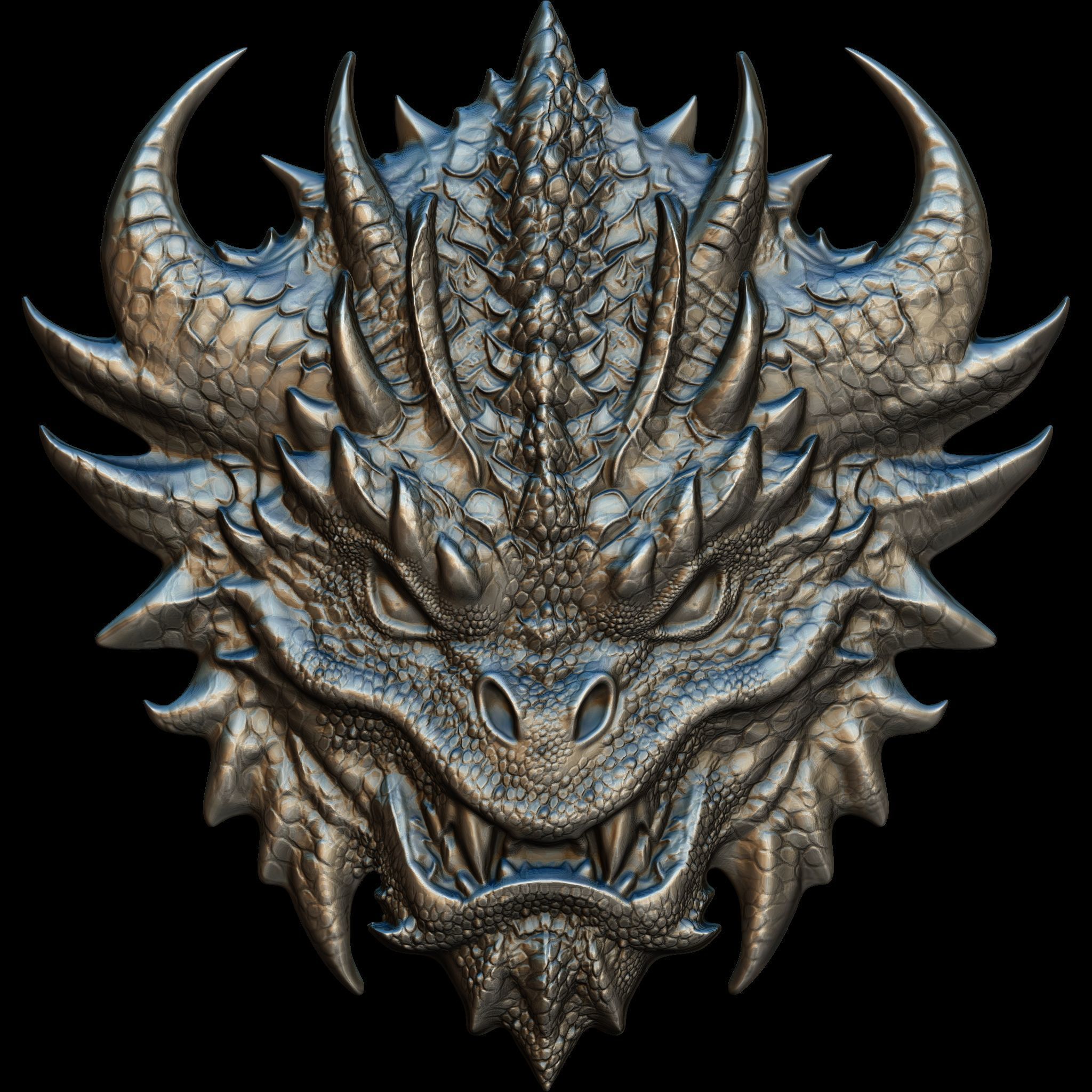 Dragon Head Relief No14 STL file for 3d printing or CNC 3D print model_1