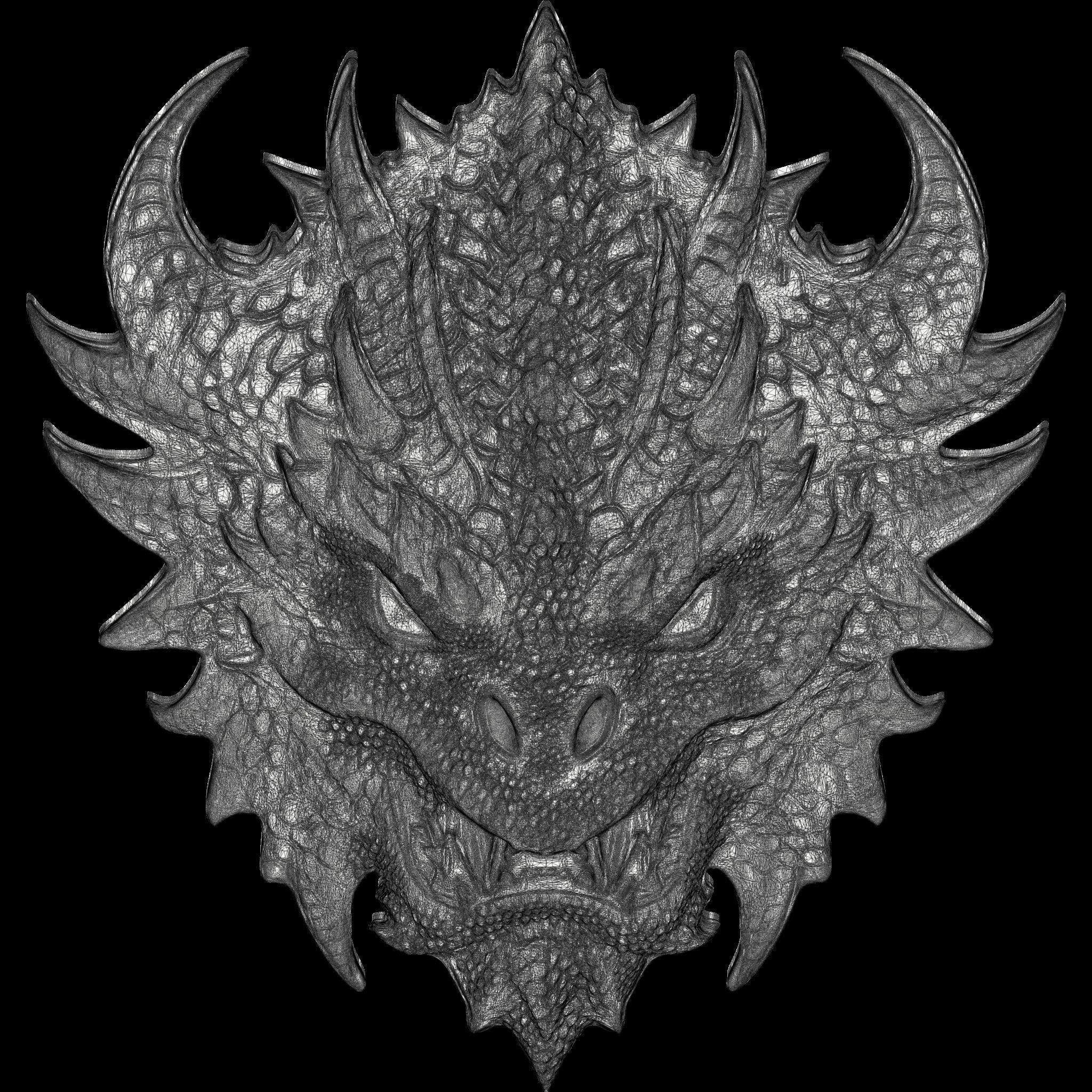 Dragon Head Relief No14 STL file for 3d printing or CNC 3D print model_10