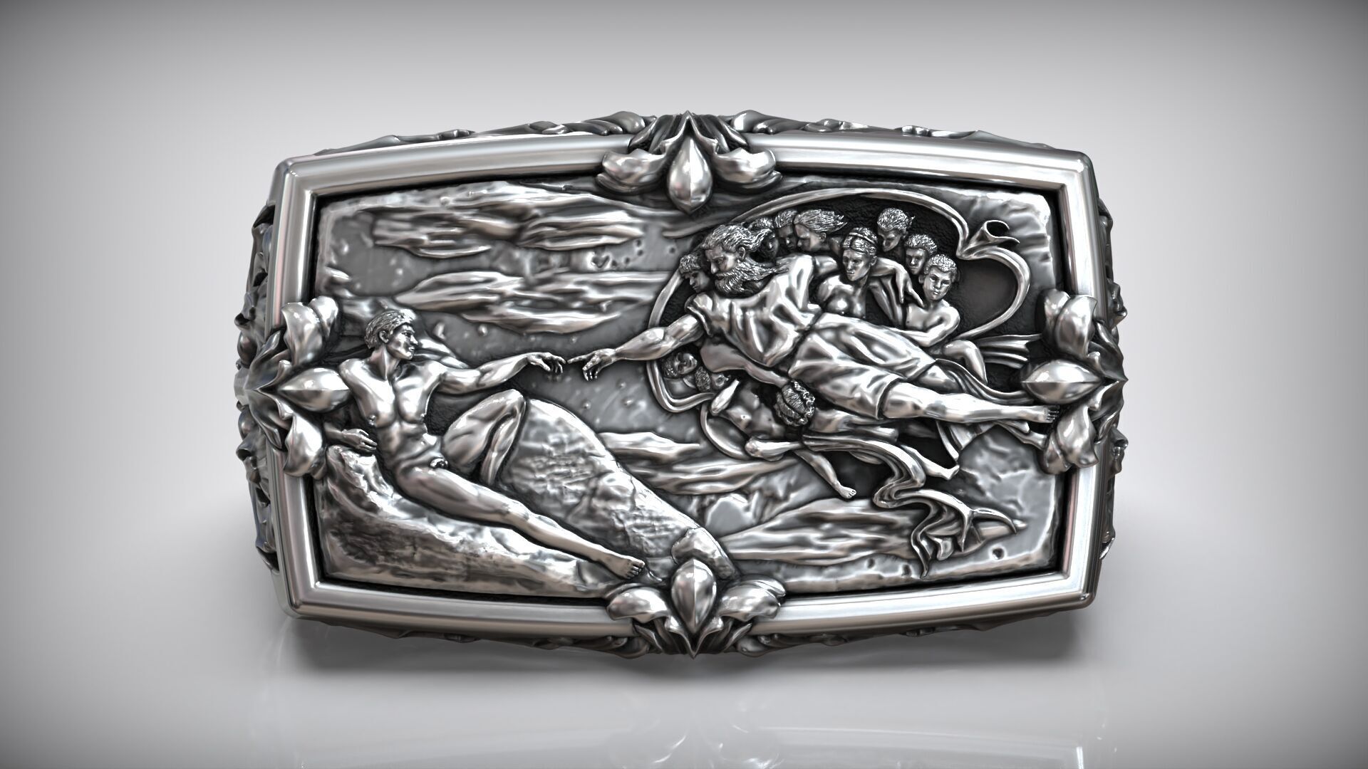 Book of Genesis Creation Of Adam Fresco Sistine Chapel Ring 3D print model_1