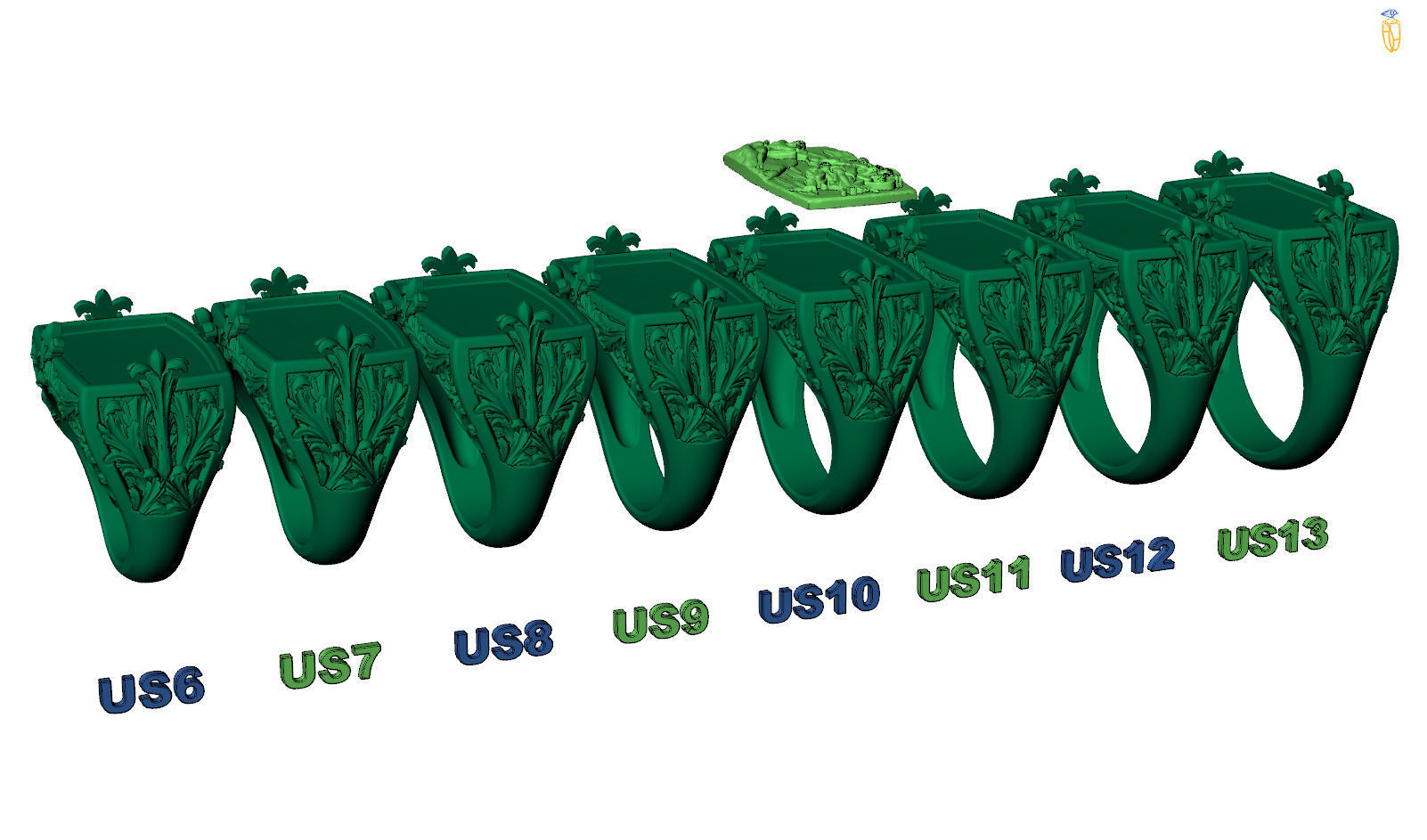 Book of Genesis Creation Of Adam Fresco Sistine Chapel Ring 3D print model_11