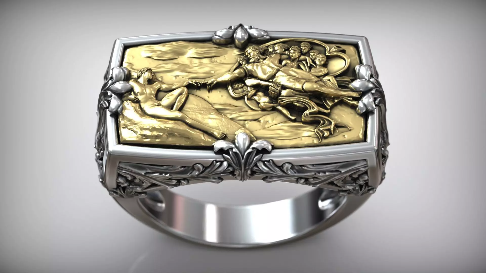 Book of Genesis Creation Of Adam Fresco Sistine Chapel Ring 3D print model_0