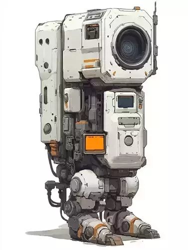 Scientific Android Mech with Scanner - Low Poly 3D Model 3D model