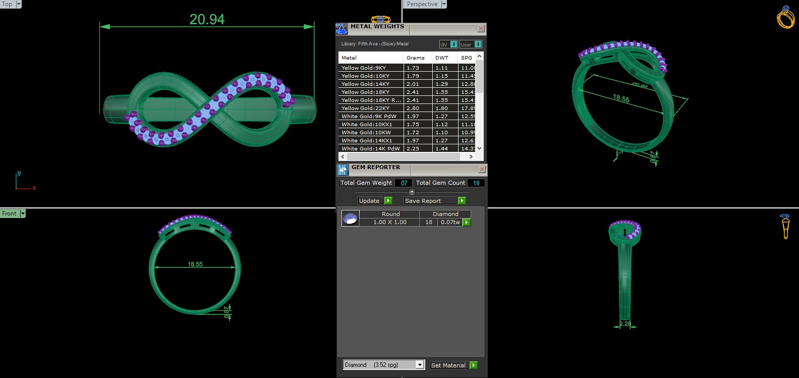 Infinity Diamond Ring 3D print model_3
