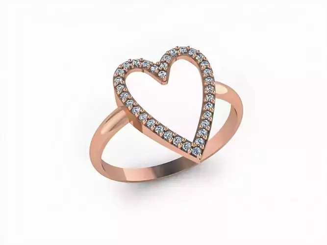Diamond Heart Ring 3D print model