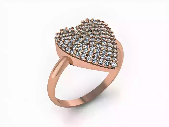 Diamond Heart Ring 3D print model