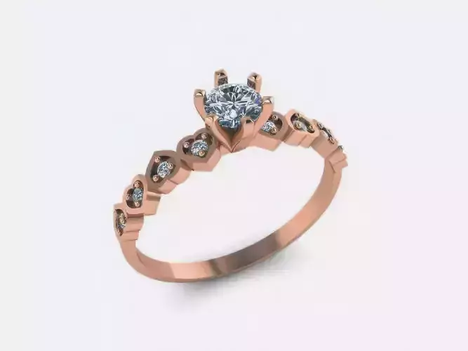 Solitaire Diamond Heart Ring 3D print model