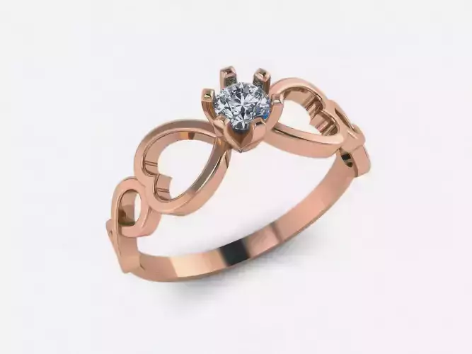 Solitaire Diamond Heart Love loveRing 3D print model