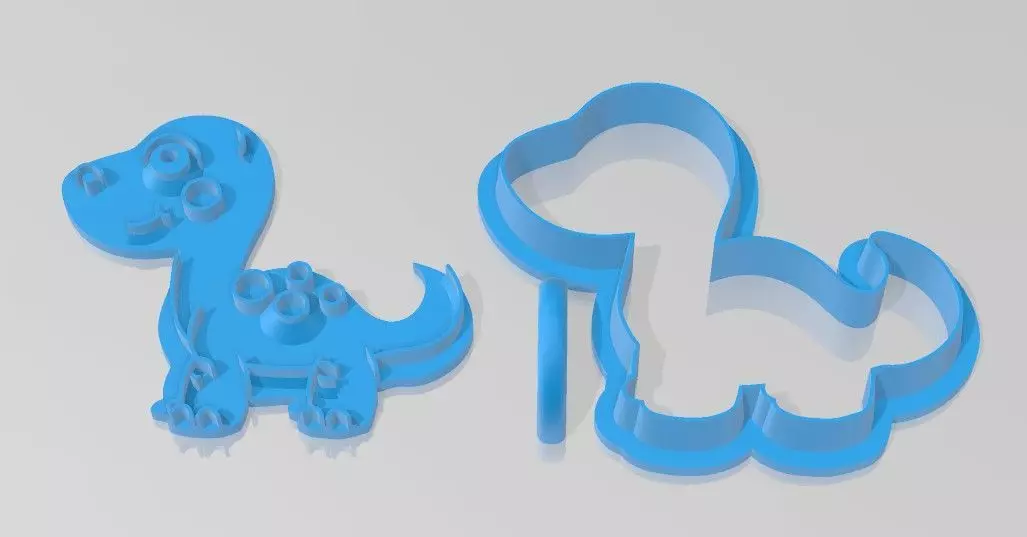 three cutter for dinosaur cookies 3D model_0