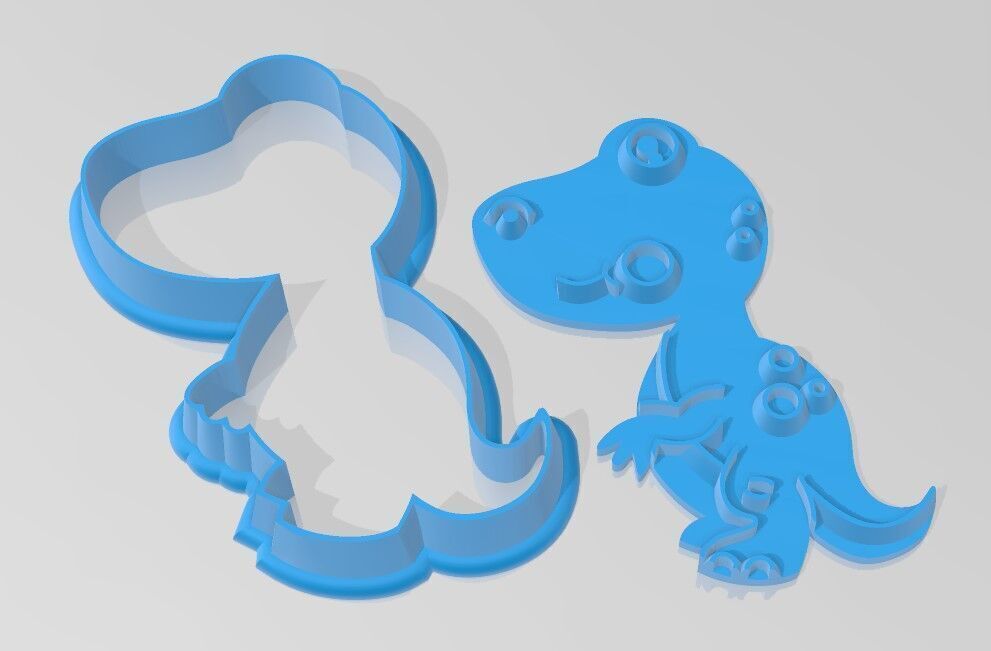 three cutter for dinosaur cookies 3D model_1
