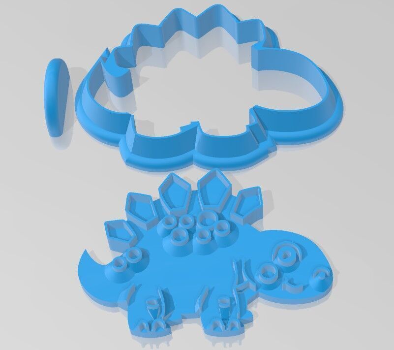 three cutter for dinosaur cookies 3D model_2