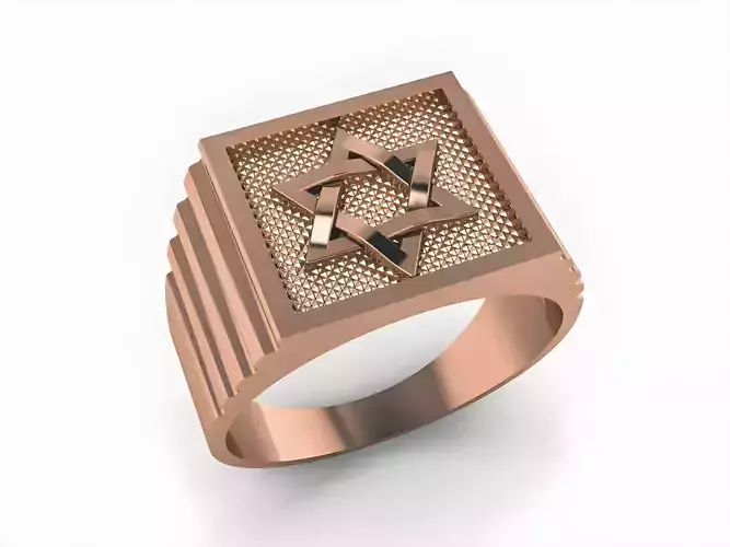 Star of David Jewish Plain Gold Ring