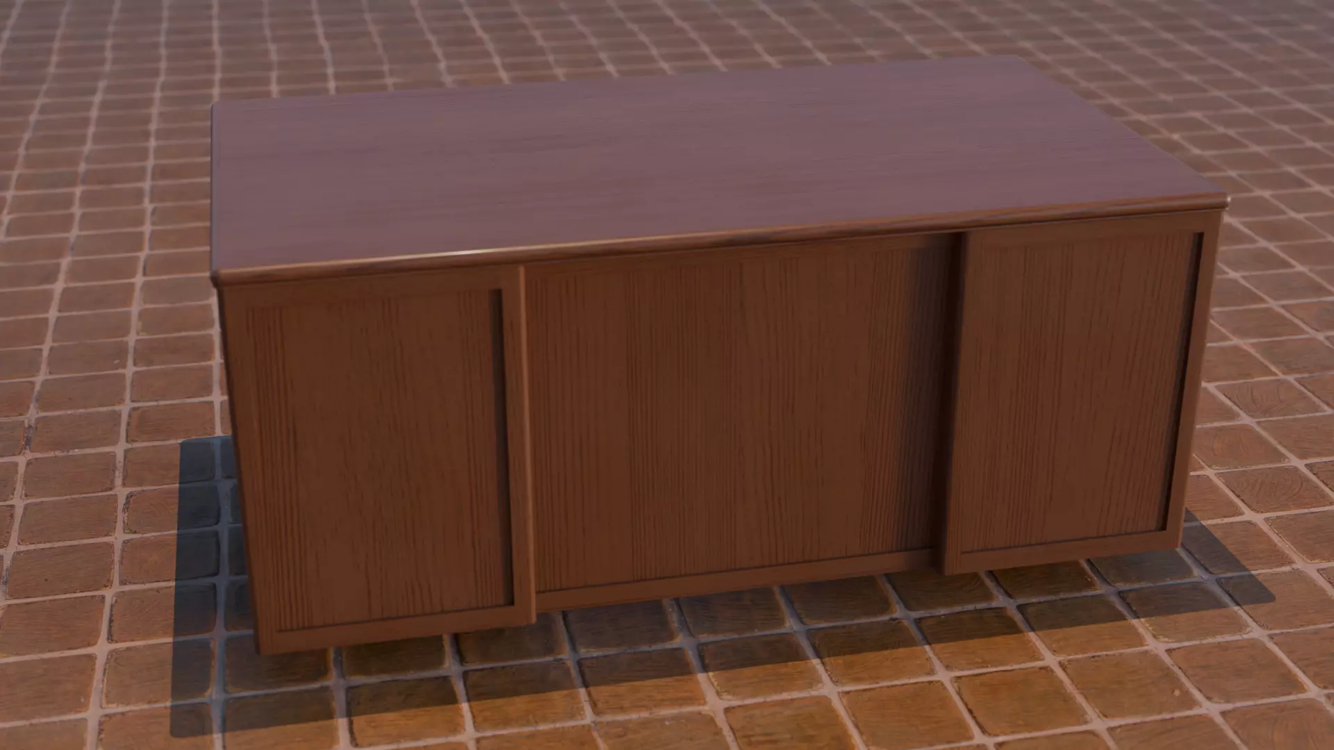 Mid Century Modern Walnut Office Desk 3D model_6