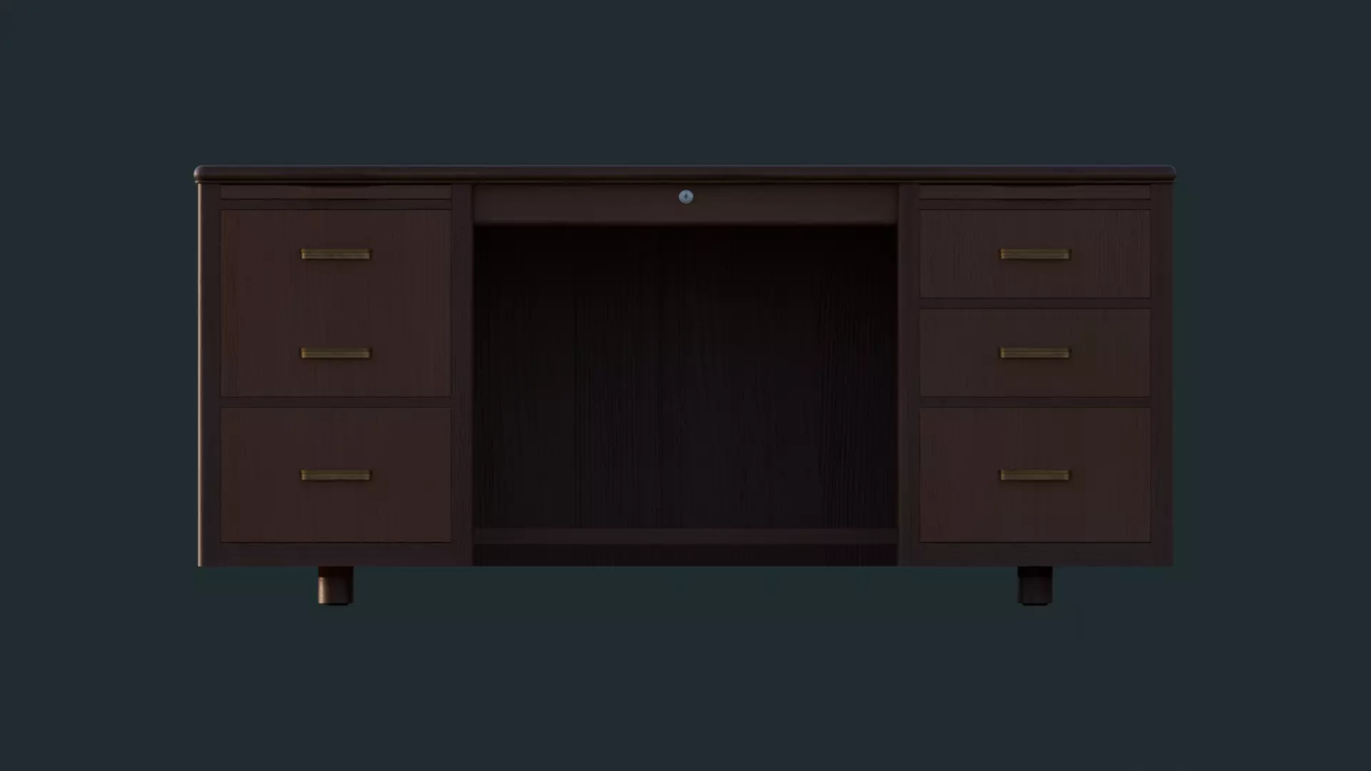 Mid Century Modern Walnut Office Desk 3D model_11