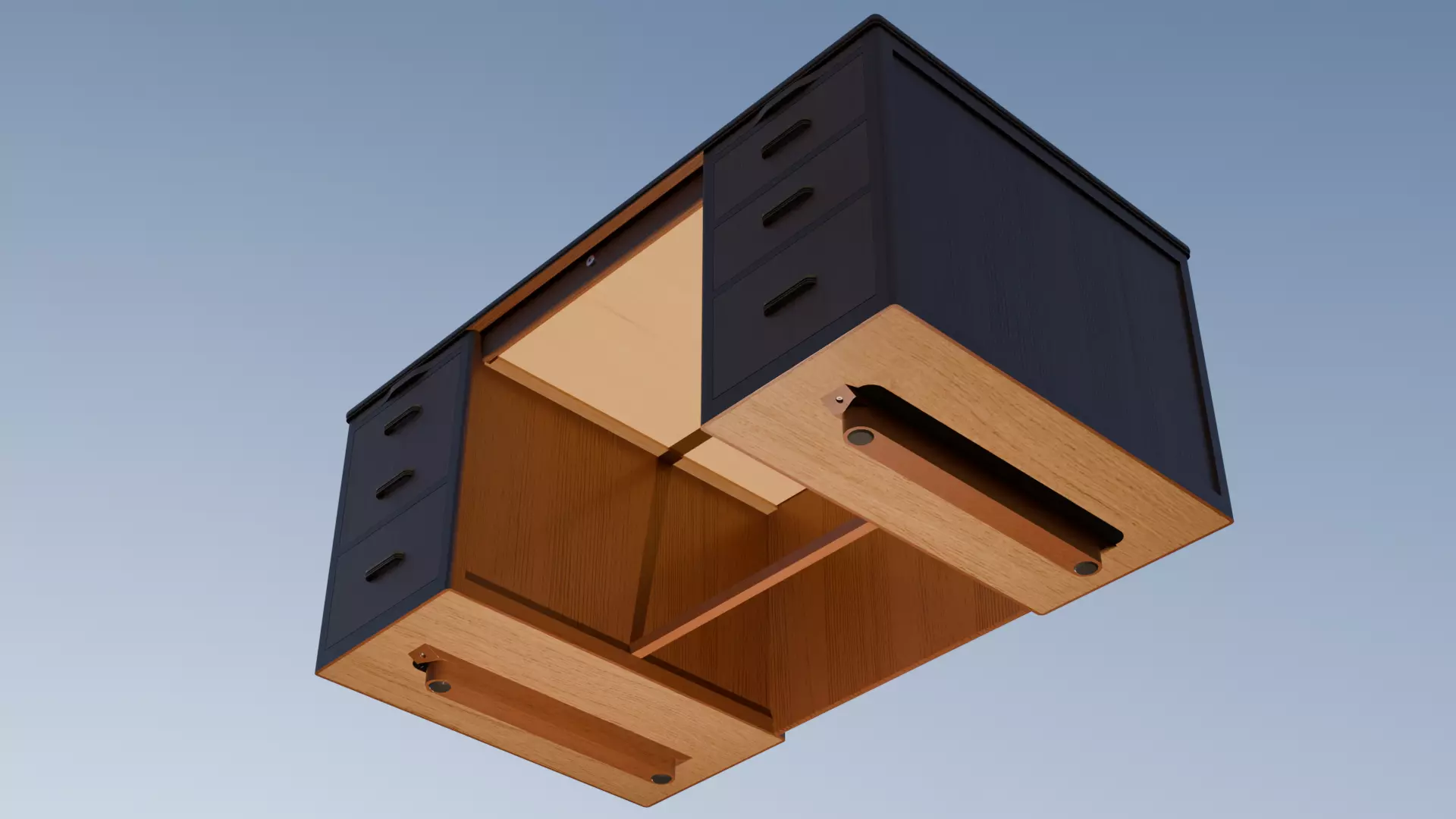 Mid Century Modern Walnut Office Desk 3D model_2