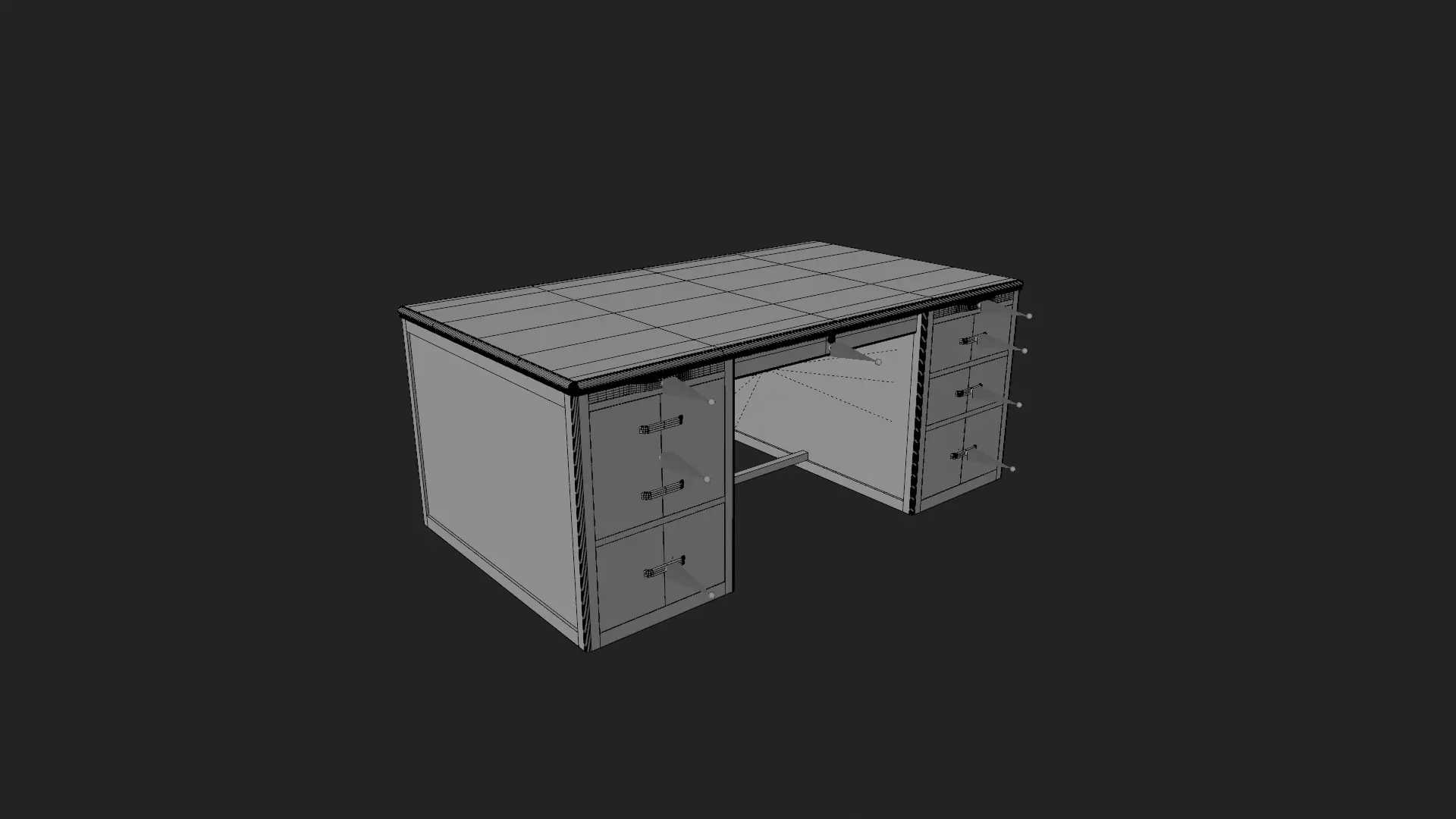Mid Century Modern Walnut Office Desk 3D model_3