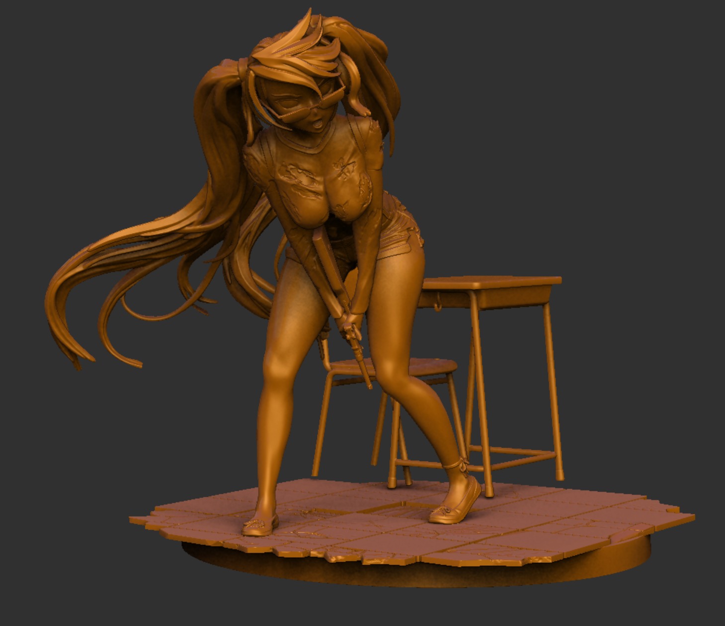 Saya takagi  highschool of the dead     schoolgirl luger 3D print model_2