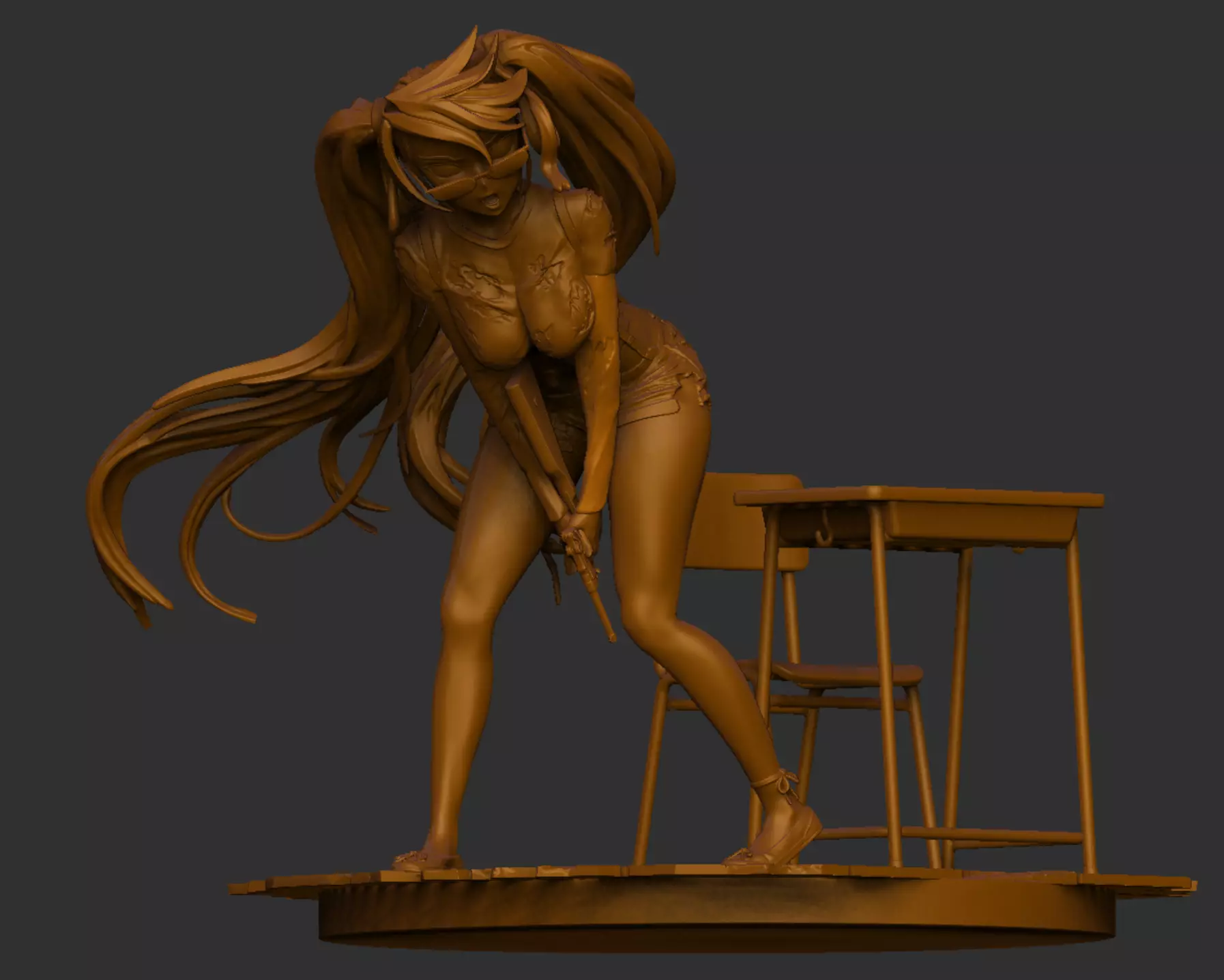 Saya takagi  highschool of the dead     schoolgirl luger 3D print model_0