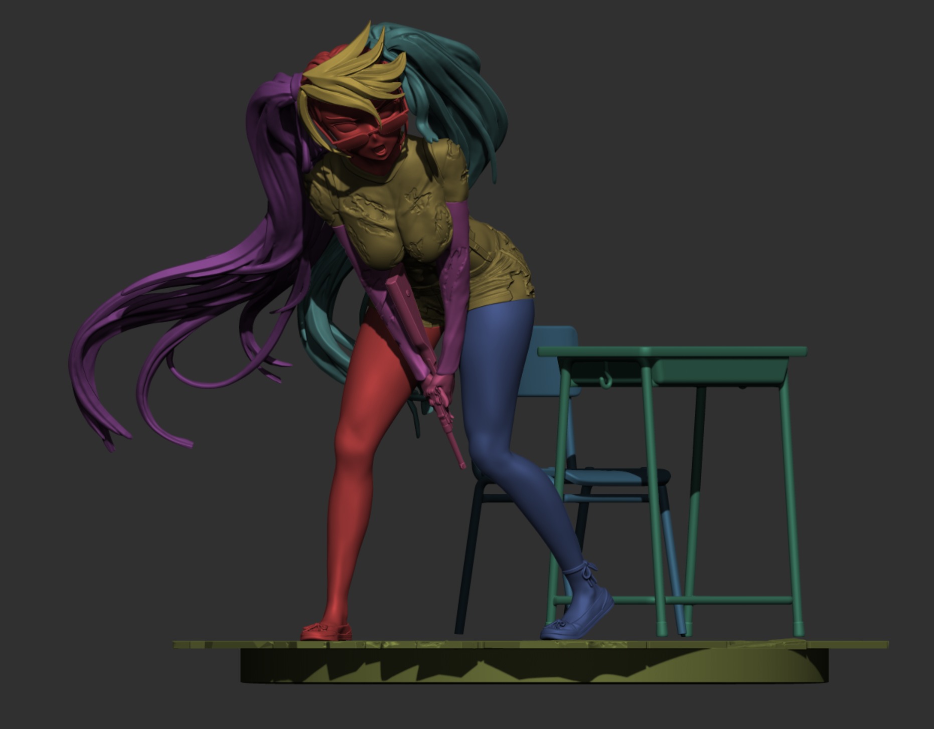 Saya takagi  highschool of the dead     schoolgirl luger 3D print model_5