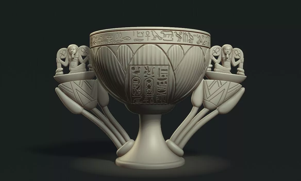 Tutankhamun Lotus Alabaster chalice 3d print model 3D print model