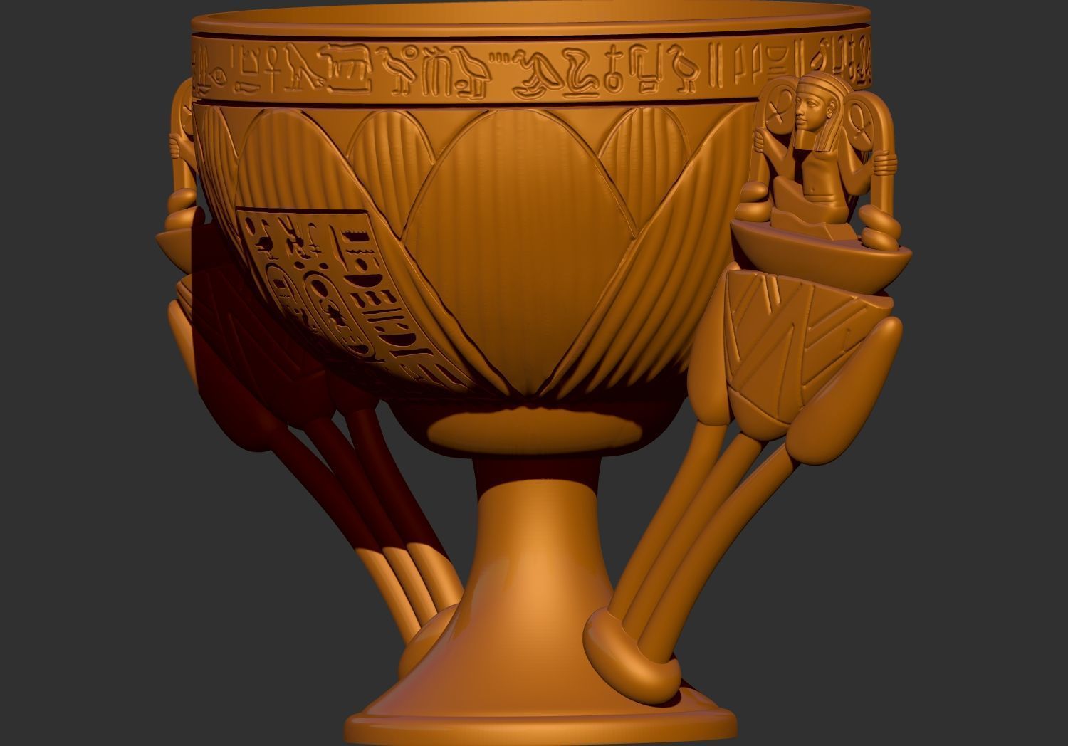 Tutankhamun Lotus Alabaster chalice 3d print model 3D print model_4