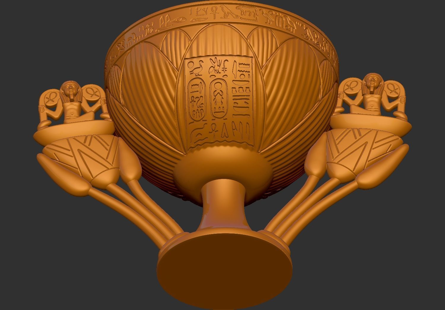 Tutankhamun Lotus Alabaster chalice 3d print model 3D print model_6